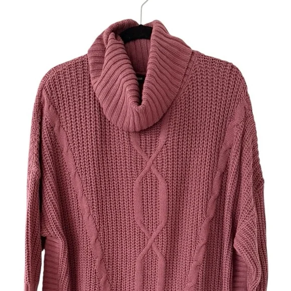 Express Women's NWT Mauve Cowl Neck Cable Knit Sweater Size XL Dolman 3/4 Sleeve - Picture 11 of 16